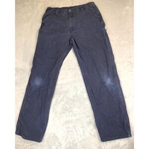 Carhartt Pants Mens 38x34 Petrol Blue Canvas Duck Dungaree Fit Carpenter B11 PTB
